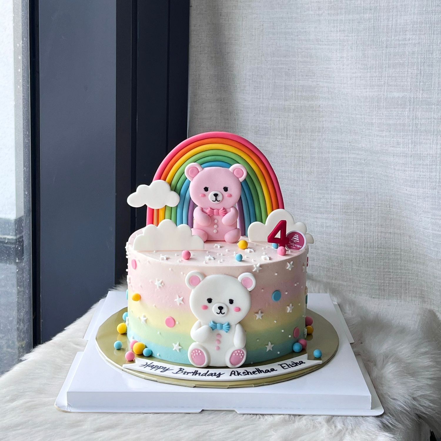 Rainbow and Bear Cake