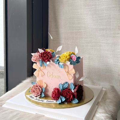 Square Buttercream Garden Cake
