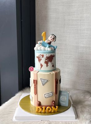 Around The World Travel Holiday Cake 6 in 2tier