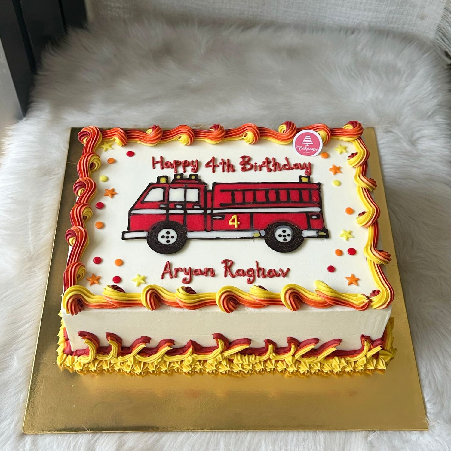 Fire Truck Rectangular Cake