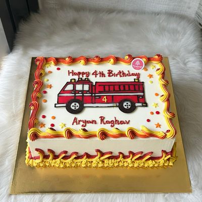 Fire Truck Rectangular Cake
