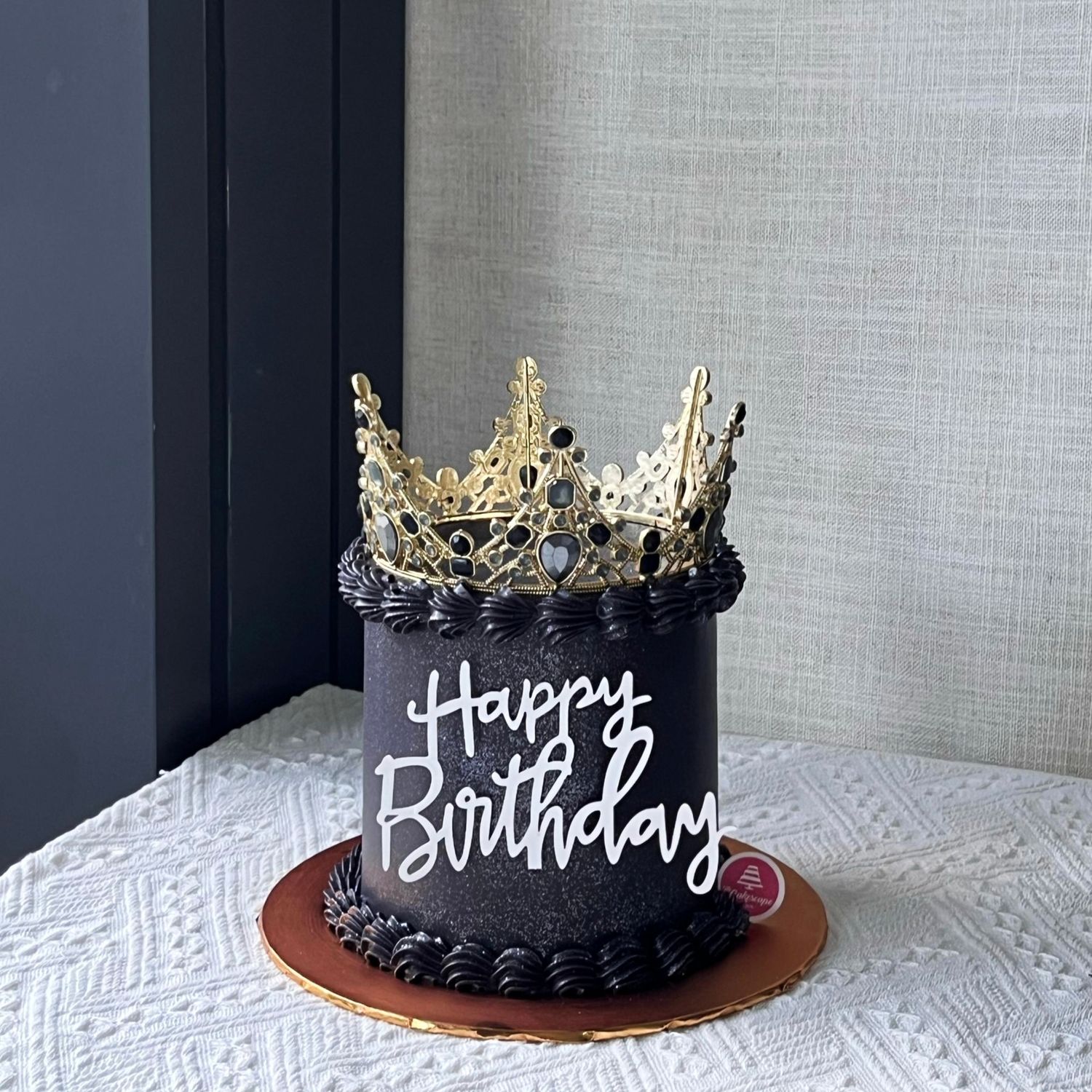 Black Glitter Crown Cake