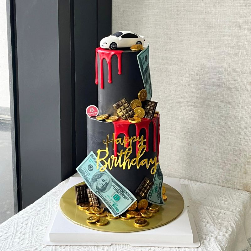 Car Cake - Money Toyota Supra in 2tier Car Cake - Money Toyota Supra in 2tier