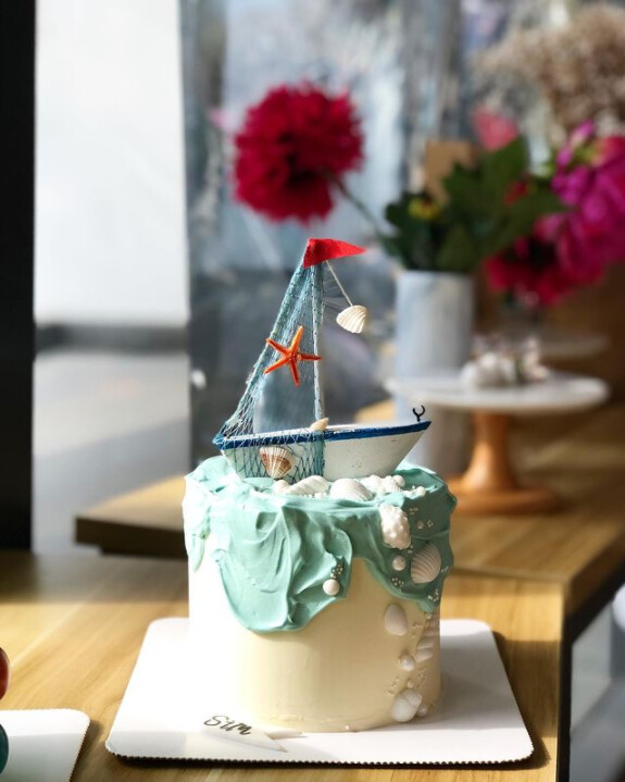 Baby Boy on Sail Cake 1