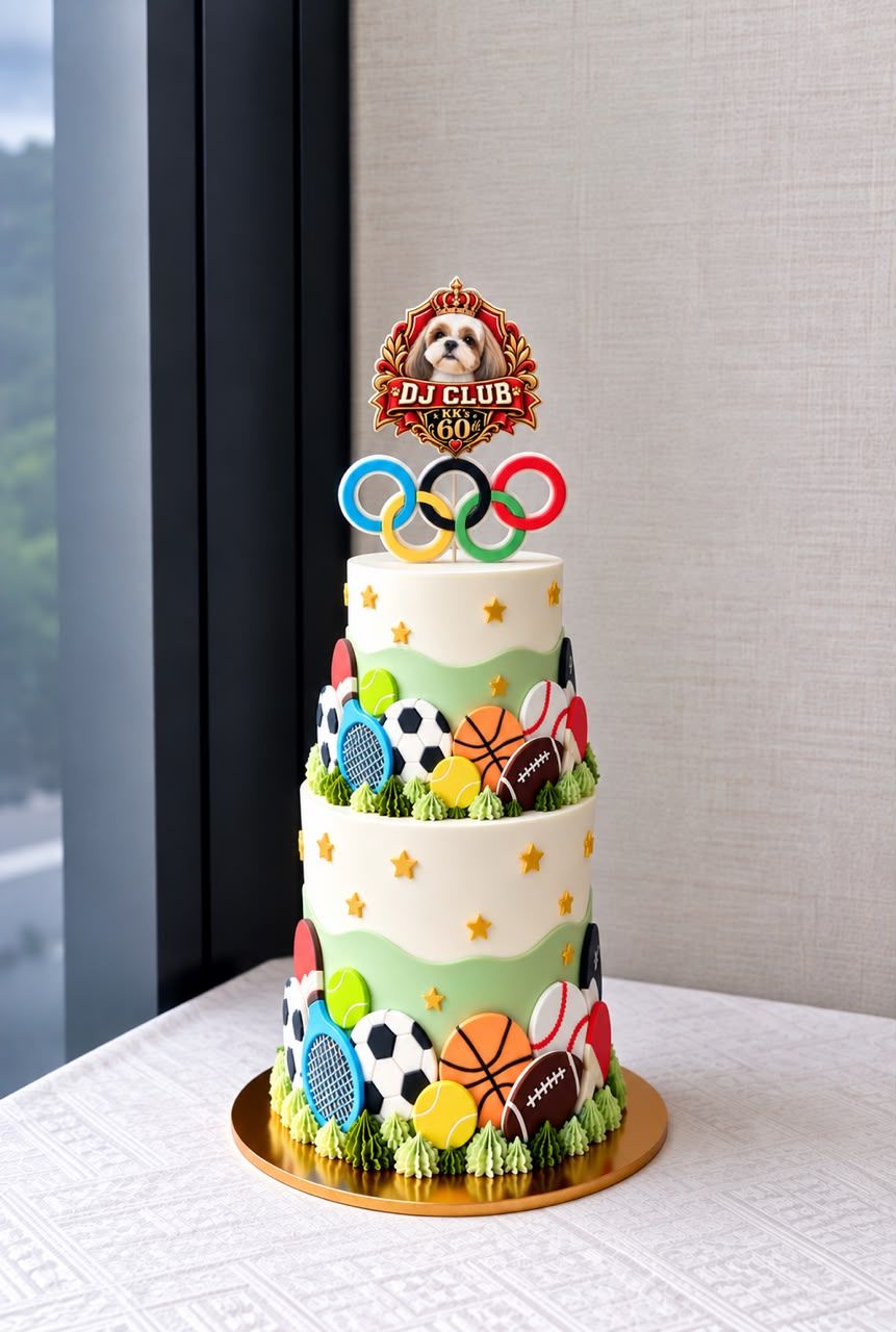 Olympics Sports Cake in 2 tiers Olympics Sports Cake in 2 tiers