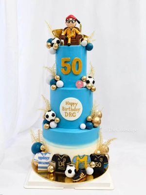 Football Man Cake in 3 tier Football Man Cake in 3 tier