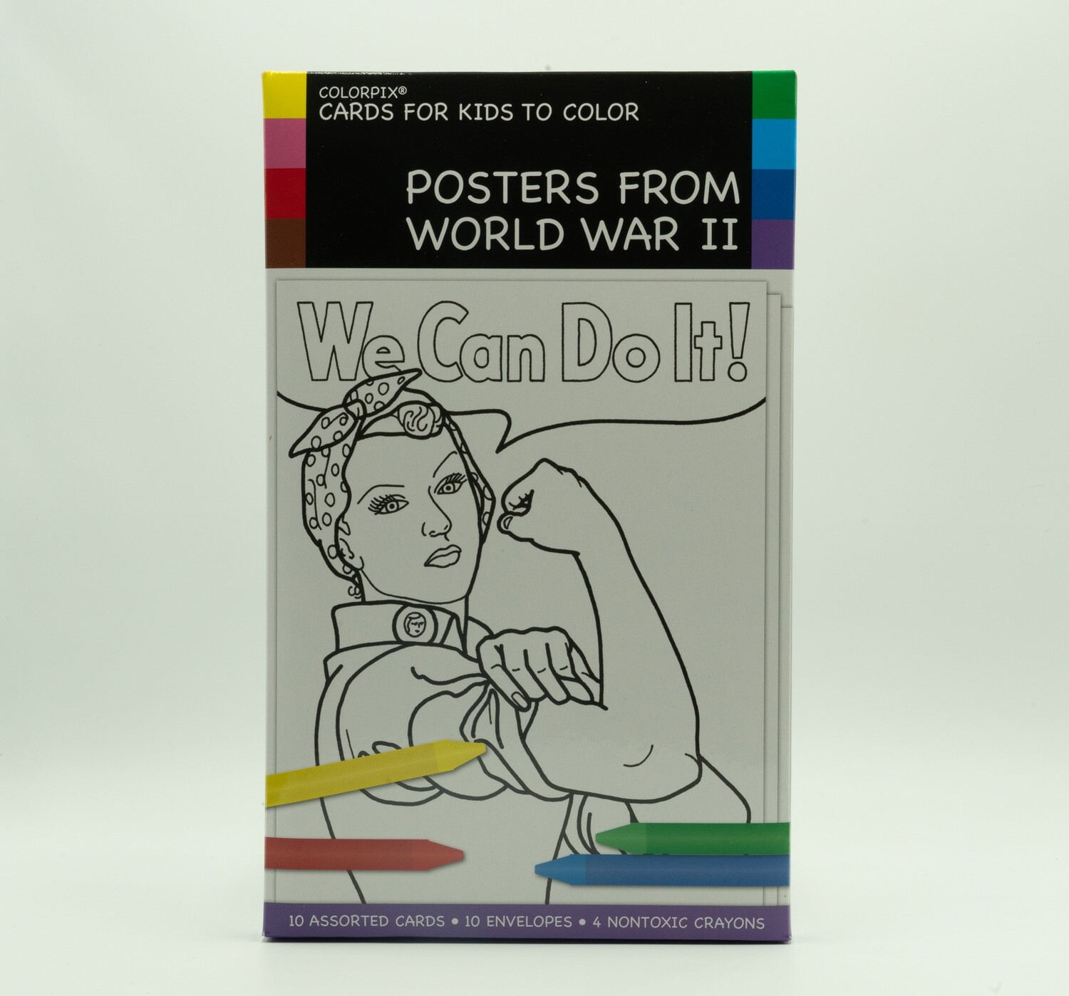  WWII Coloring Cards (10) and Crayons