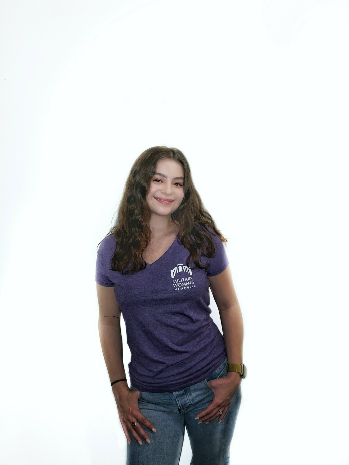 Small MWM Purple Women's V Neck T-Shirt