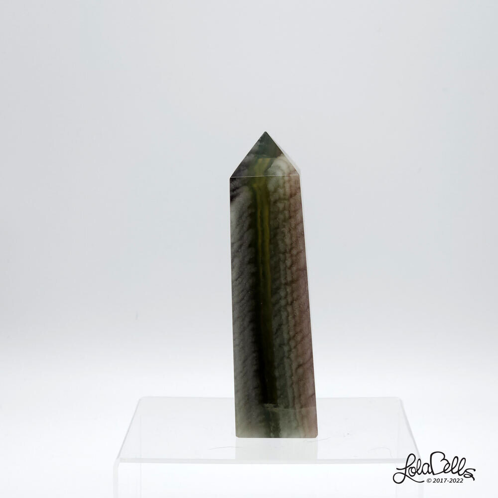 Green Silk Flourite Obelisk Tower