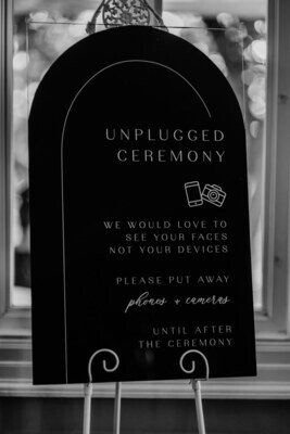 Modern Unplugged Ceremony Sign with Painted Arch