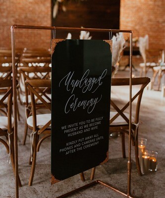 Unplugged Ceremony Sign with Foil Corners