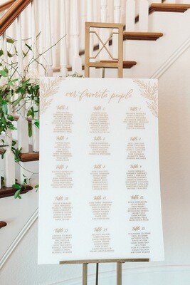 Seating Chart with Greenery Illustrations