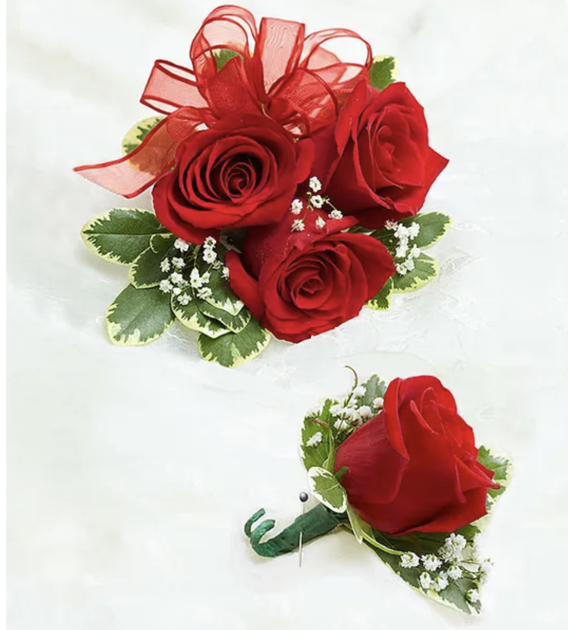 Red Mini Rose Wrist Corsage Small Set