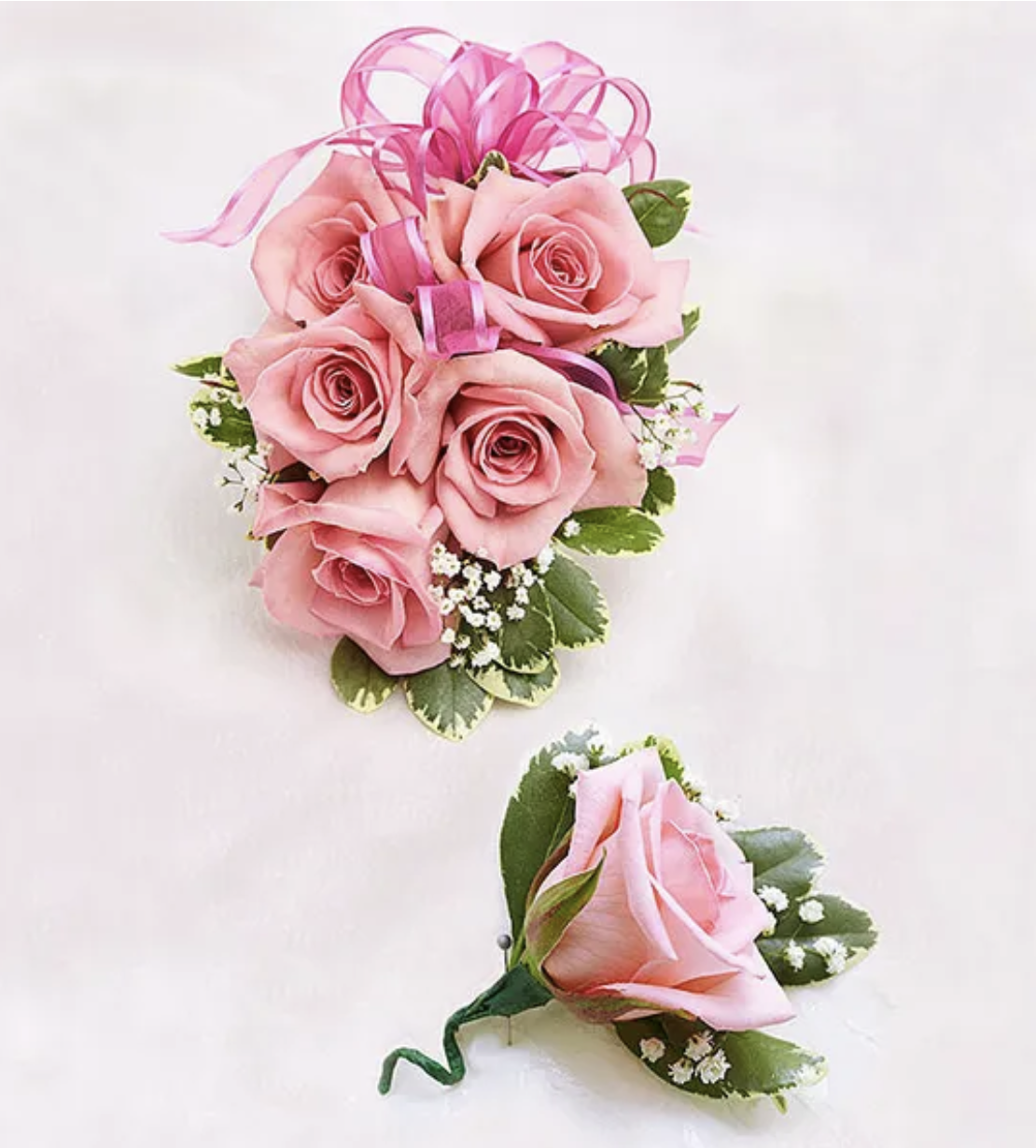 Pink  or Hot Pink Mini Rose Wrist Corsage Large Set
