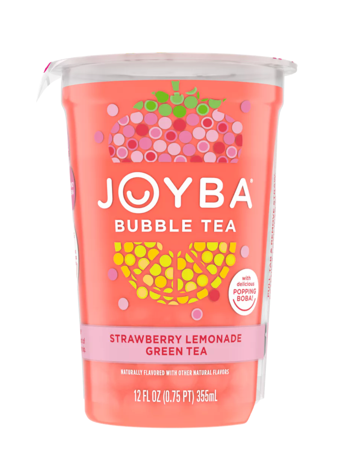 Joyba® Strawberry Lemonade Flavored Green Bubble Tea, 12 fl oz. Cup