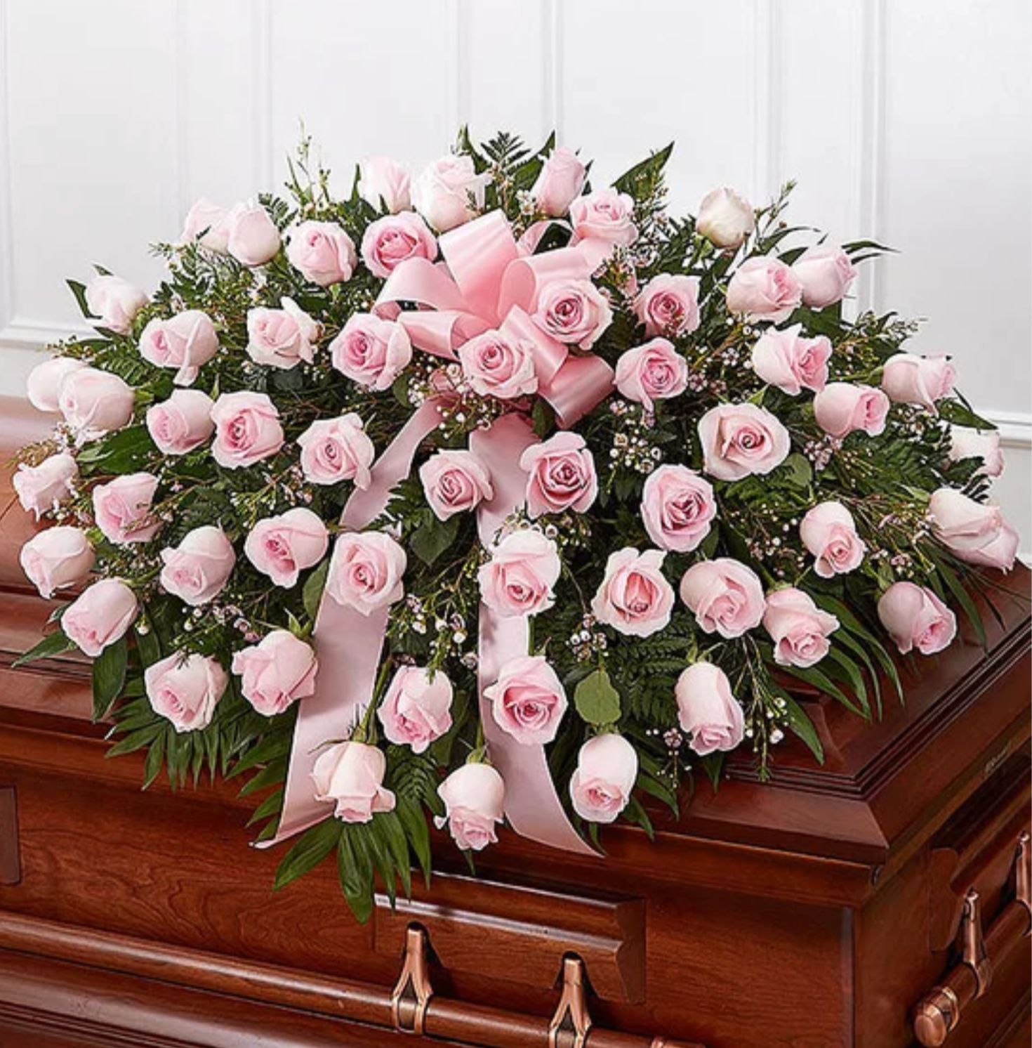 Pink Rose Half Casket Cover