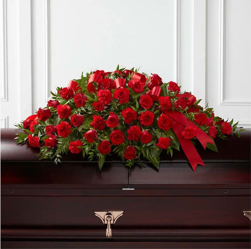 Rose Casket Spray Half Casket Cover