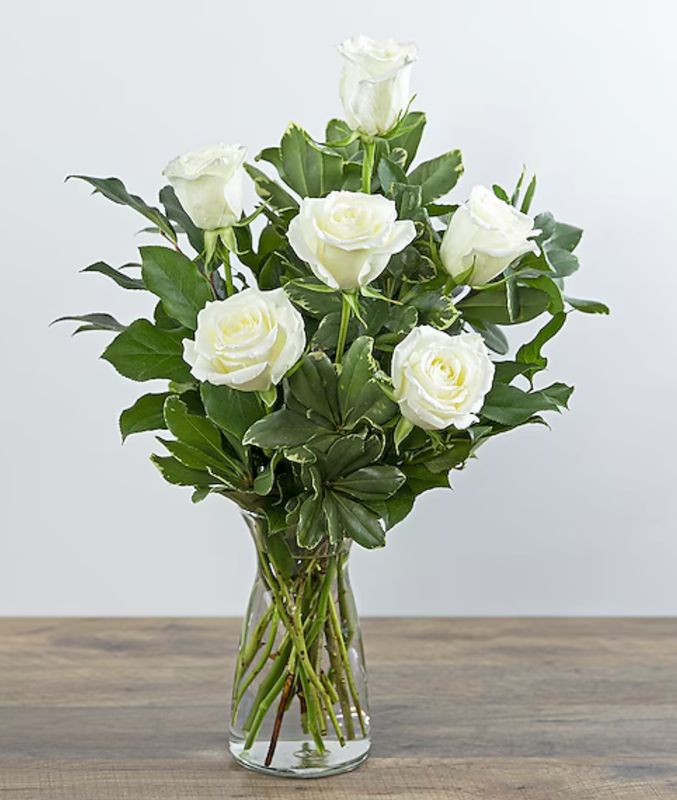 Half Dozen White Roses