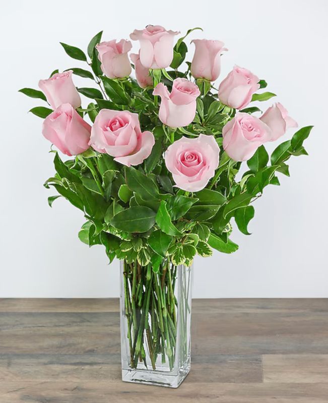 Fancy Pink Dozen (Squared Vase)