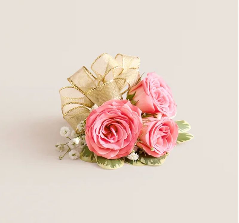 Small Pink  Spray Rose Wrist Corsage