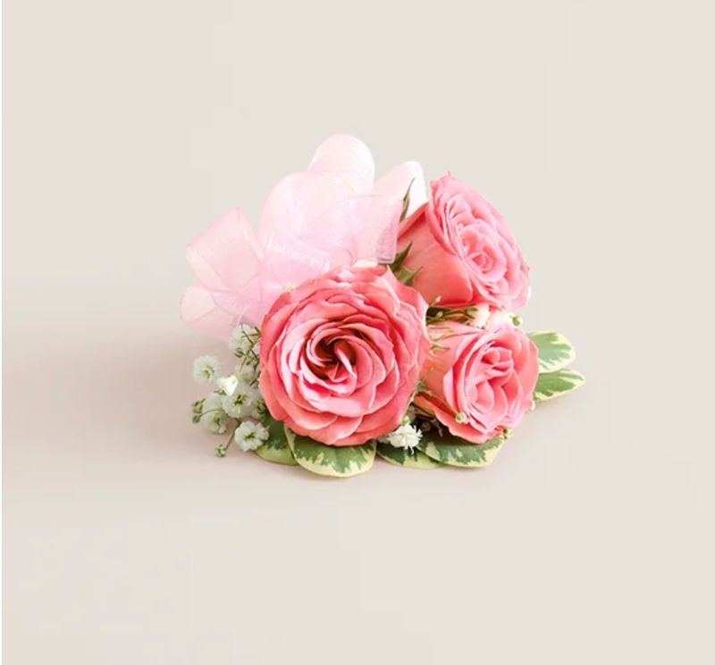 Small Pink  Spray Rose Wrist Corsage