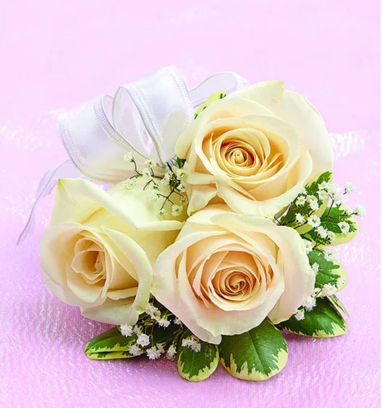 Small White Spray Rose Wrist Corsage