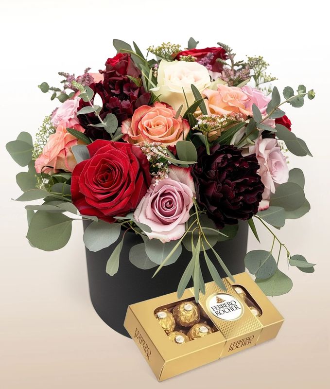 Enchanting Box of Roses and Chocolates