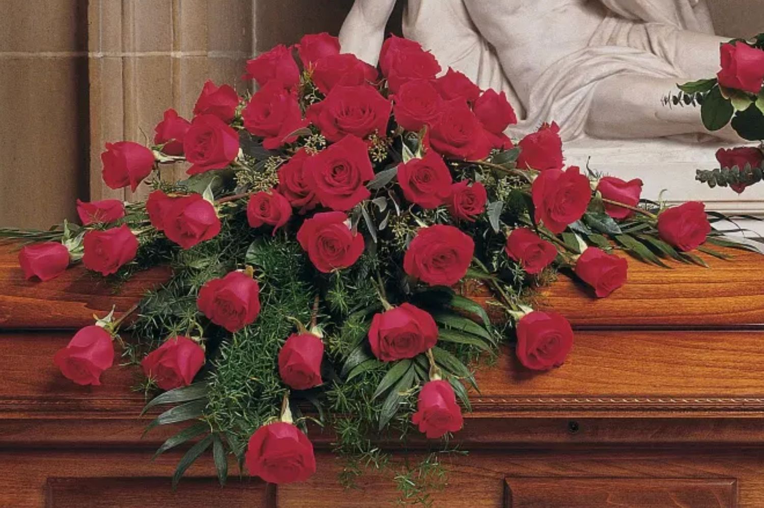 Blooming Red Roses Casket Spray