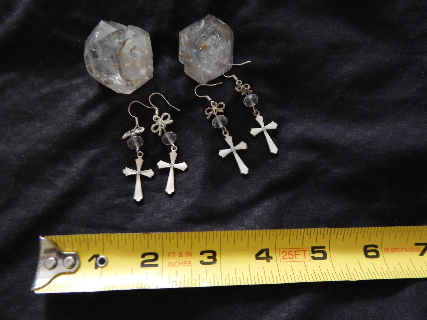 Pink Cross Earrings with Amethyst Stone