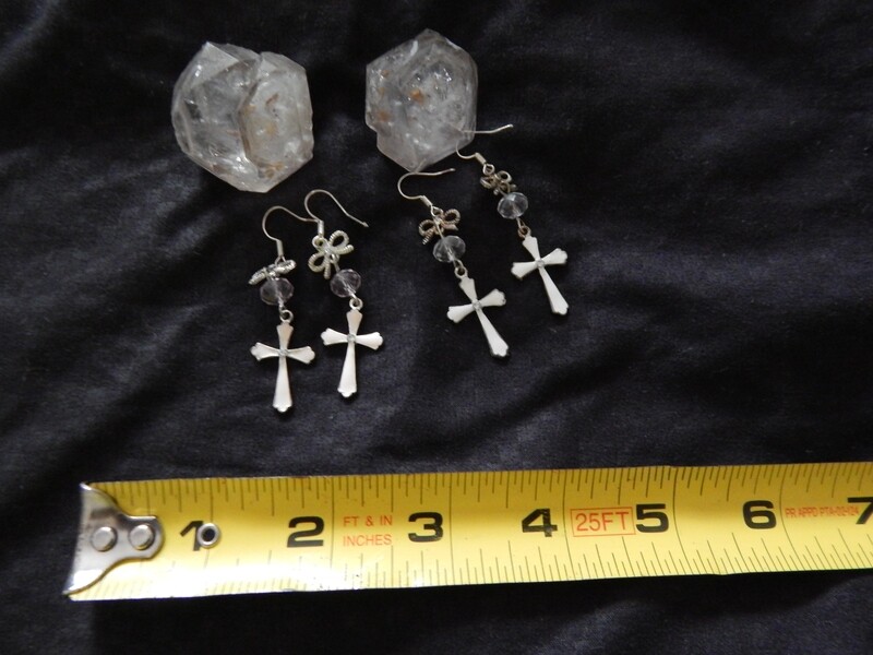 Pink Cross Earrings with Amethyst Stone