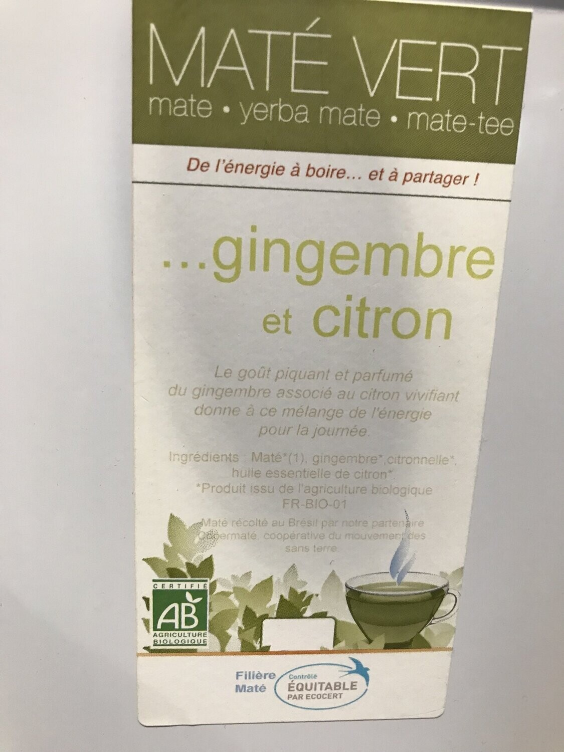 Mate gingembre citron