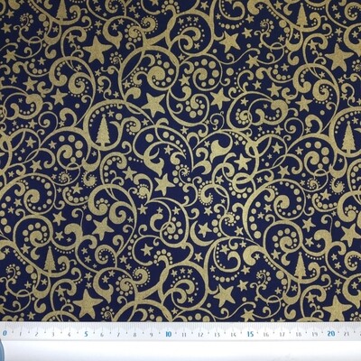 Popelina Natal Fundo Azul Escuro