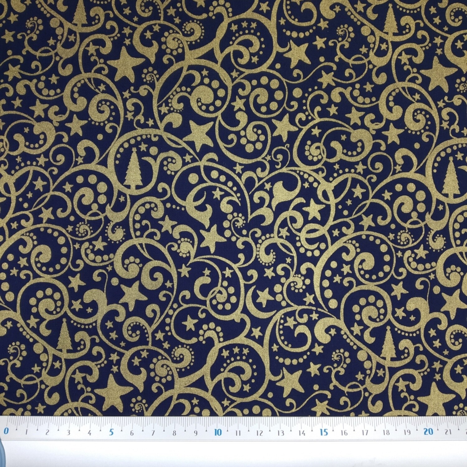 Popelina Natal Fundo Azul Escuro