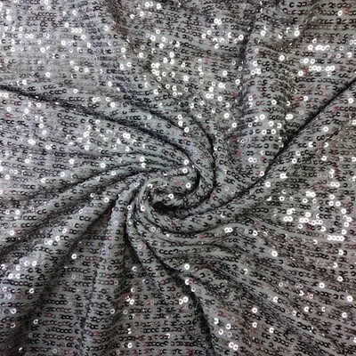 Tulle Lycra Mini Lantejoulas Prata