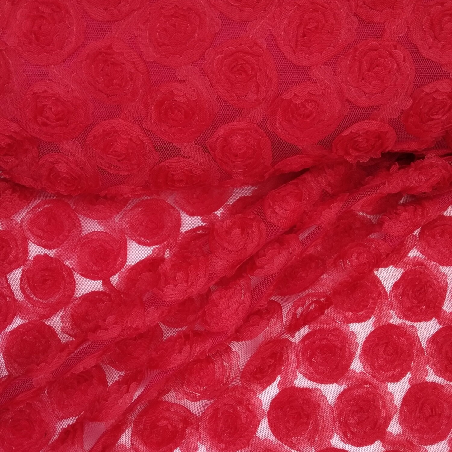 Tulle c/Flores 3D Vermelho