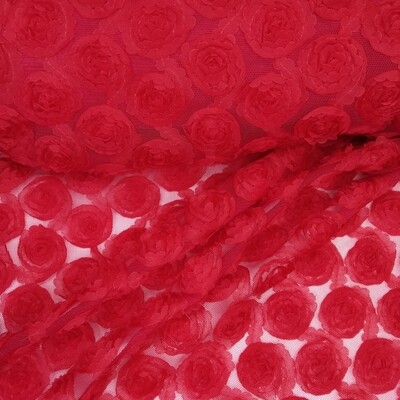 Tulle c/Flores 3D Vermelho