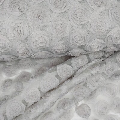 Tulle c/Flores 3D Cinza