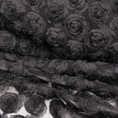 Tulle c/Flores 3D Preto