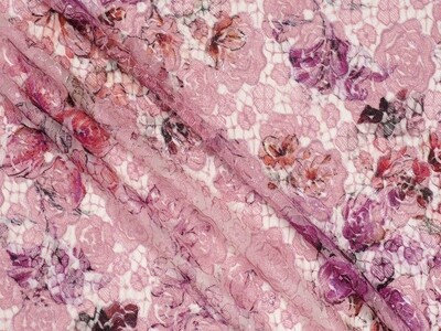 Renda Bordada Paillete Fucsia