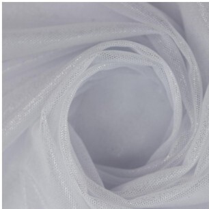 Tulle elástico branco c/ brilho prata