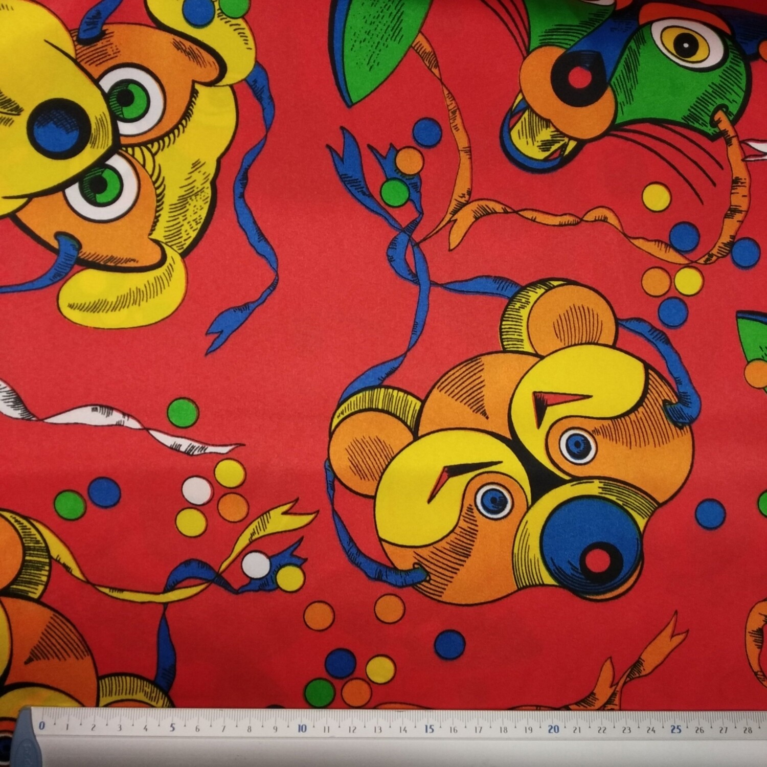 Cetim Carnaval Animais Vermelho