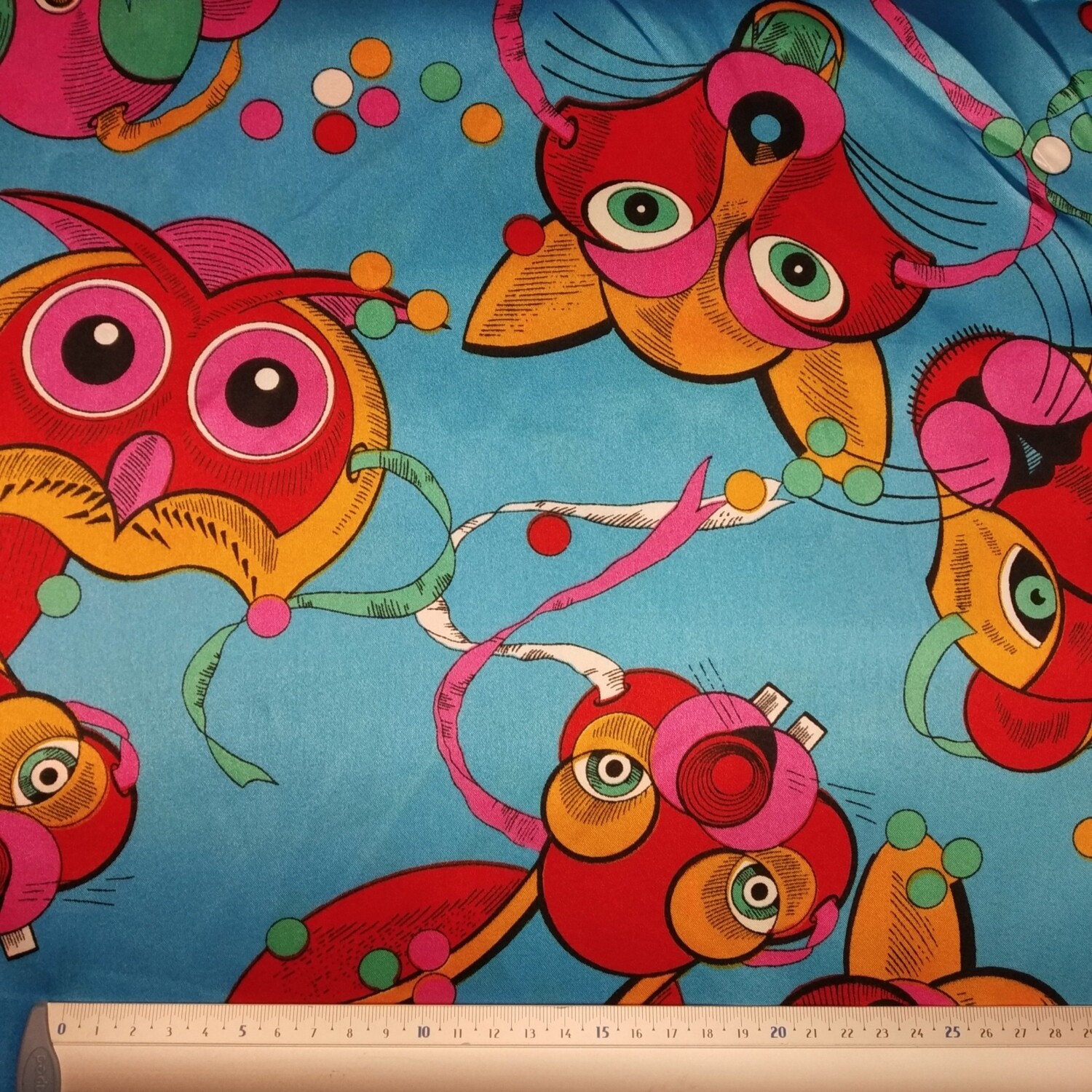 Cetim Carnaval Animais Azul