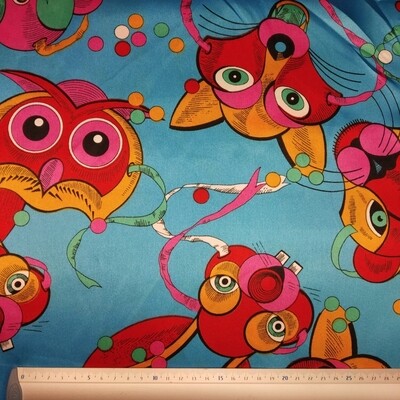 Cetim Carnaval Animais Azul