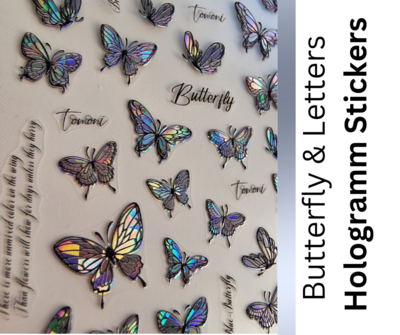 Nail Stickers Butterfly & Letters