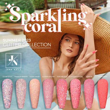 Sparkling Coral Glitter Collection 8 Stk