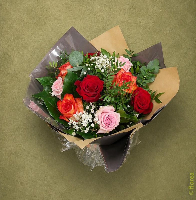 Bouquet de roses multicolores