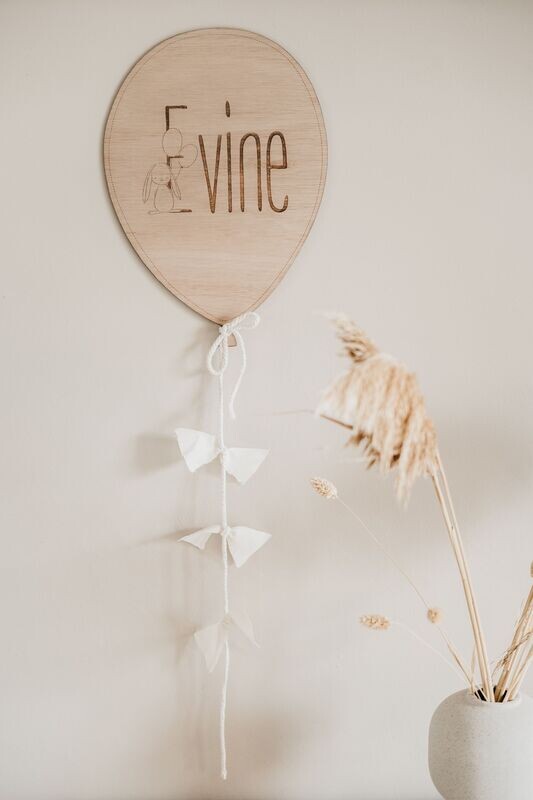 Houten ballon met naam
