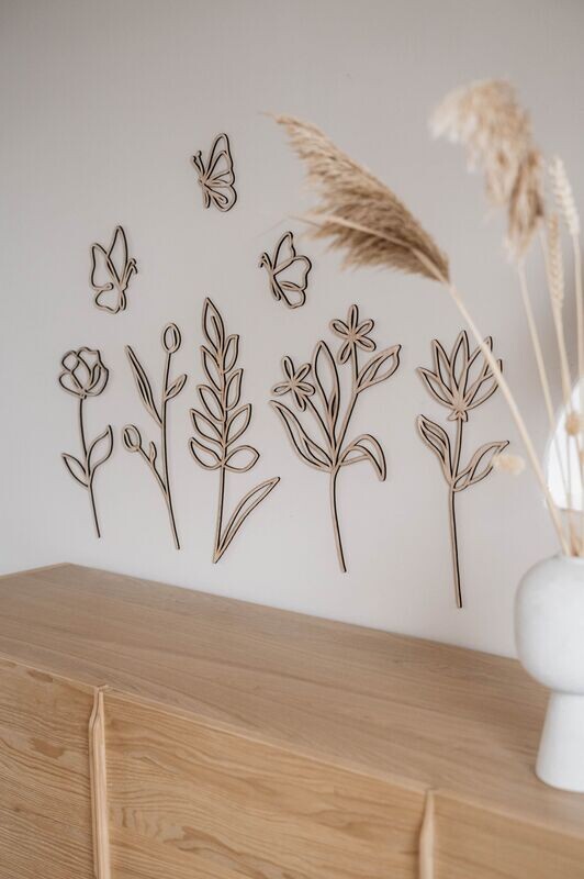 Houten bloemen wand decoratie