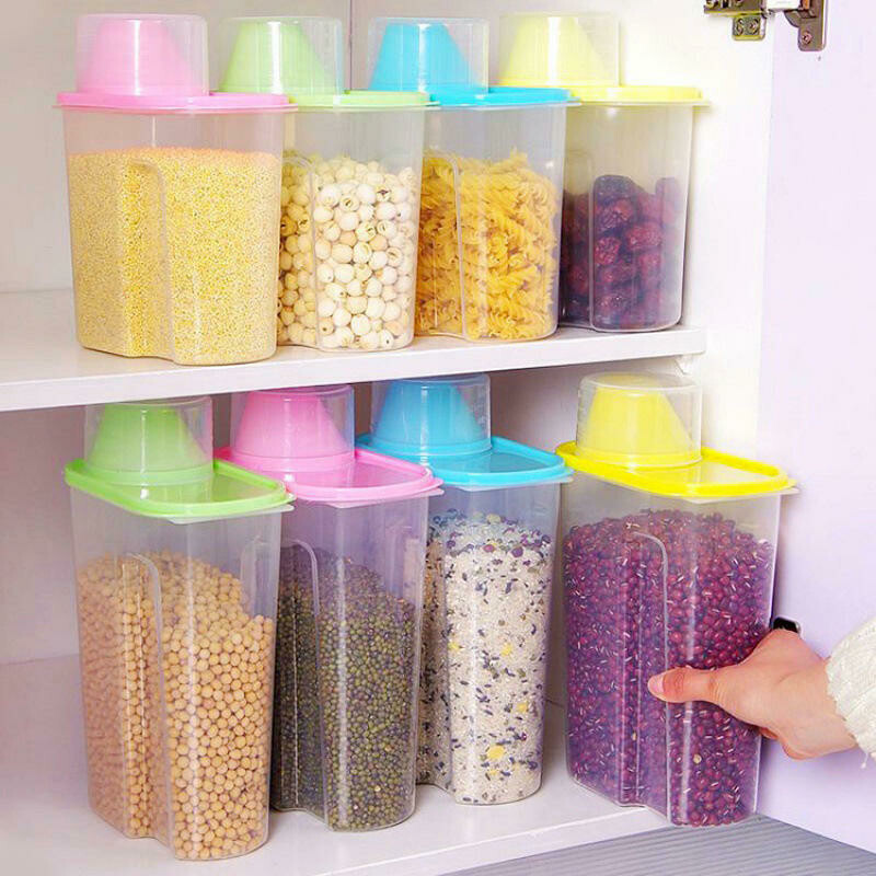 Dry Food Storage Containers Cereal Jars  Locked Lid For Rice Dispenser, Coffee, Pet Food 2.5L