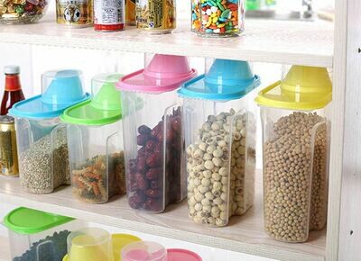 Dry Food Storage Containers Cereal Jars  Locked Lid For Rice Dispenser, Coffee, Pet Food 2.5L (Pink Lid)
